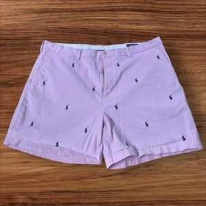 Polo Ralph Lauren Men Pink Pony Logo Stretch Classic Fit Chino Shorts Size 42